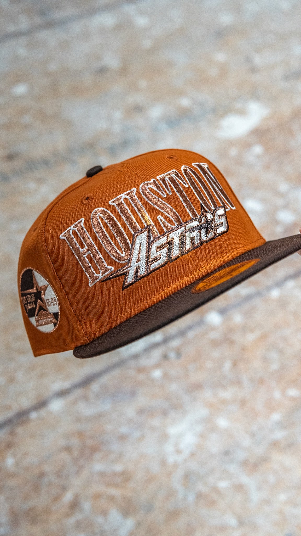 Burned Orange/ Brown brim 90s Retro Script